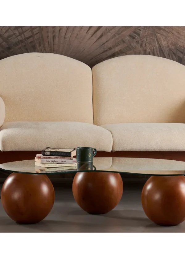 3 Toplu Camlı Masif Sehpa | Temperli Fasulye Camlı El İşçiliği Özel Tasarım - Görsel 2