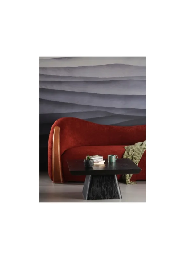 Ahşap Küp Orta Sehpa | Masif Ihlamur Ağacı Siyah Lake ve Telleme Doğal Desenli - Görsel 3