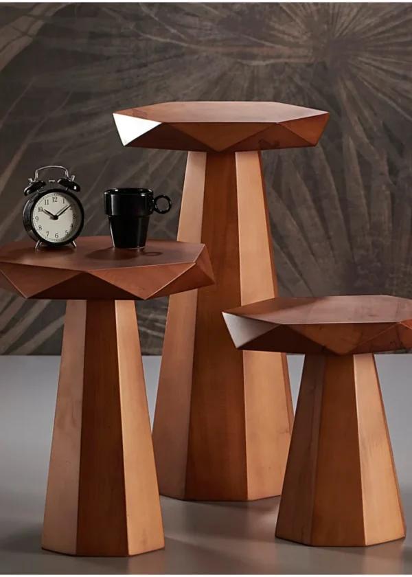 Altıgen Masif Yan Sehpa | Ceviz Renk Masif Ihlamur Ahşap 33 - Görsel 3