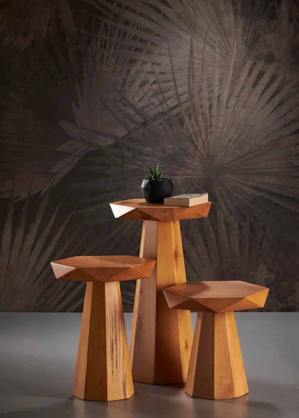 Altıgen Yan Sehpa | Masif Ihlamur Ağacı El İşçiliği 2 - Görsel 3