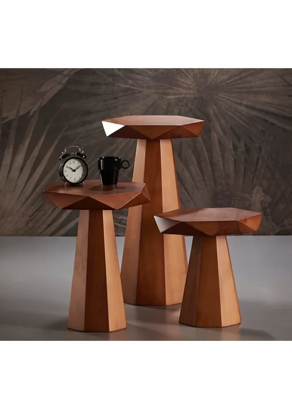 Altıgen Yan Sehpa | Masif Ihlamur Ağacı | Ceviz Renk 11 - Görsel 4